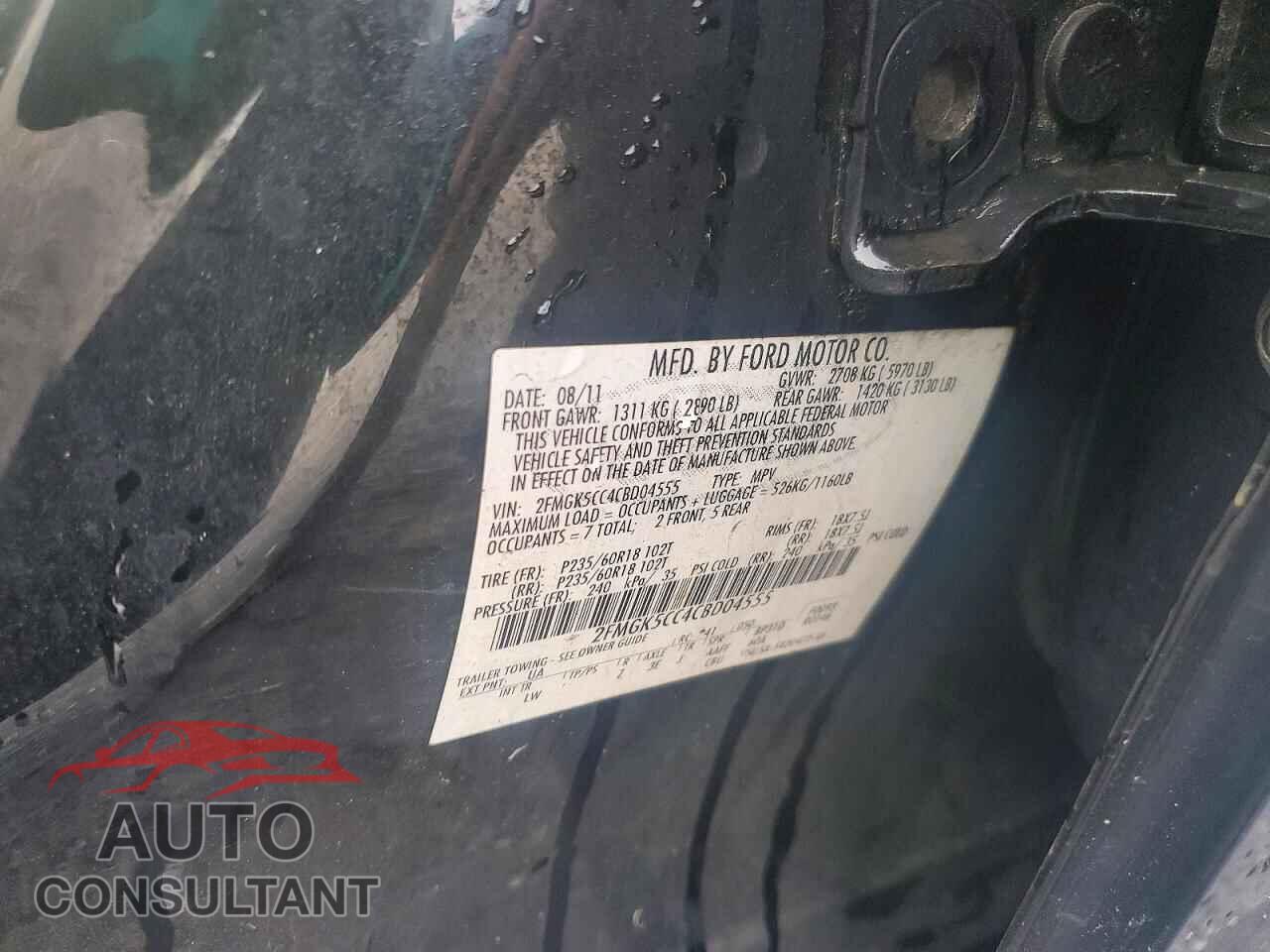 FORD FLEX 2012 - 2FMGK5CC4CBD04555