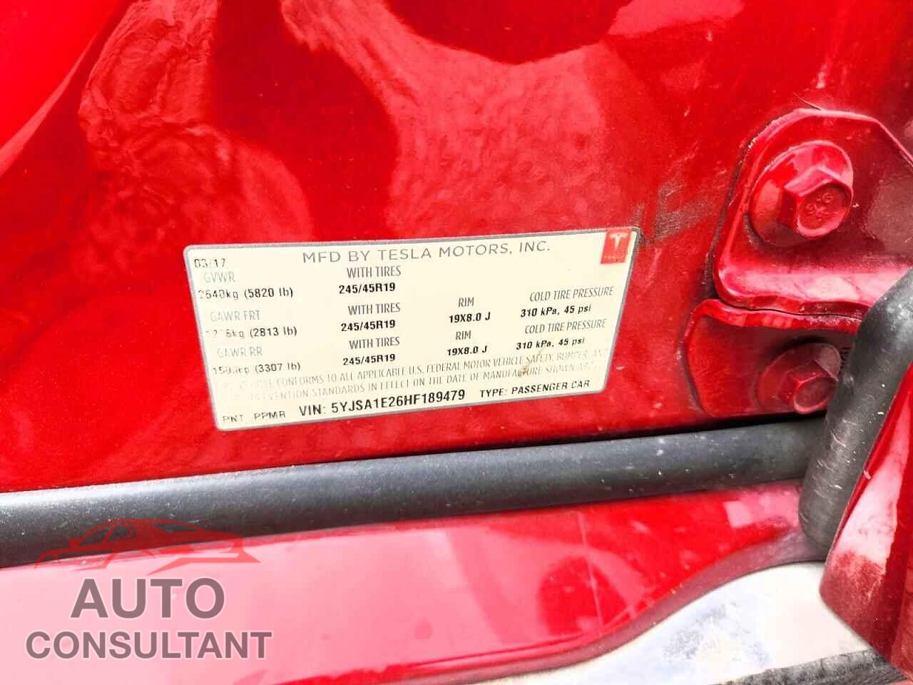TESLA MODEL S 2017 - 5YJSA1E26HF189479