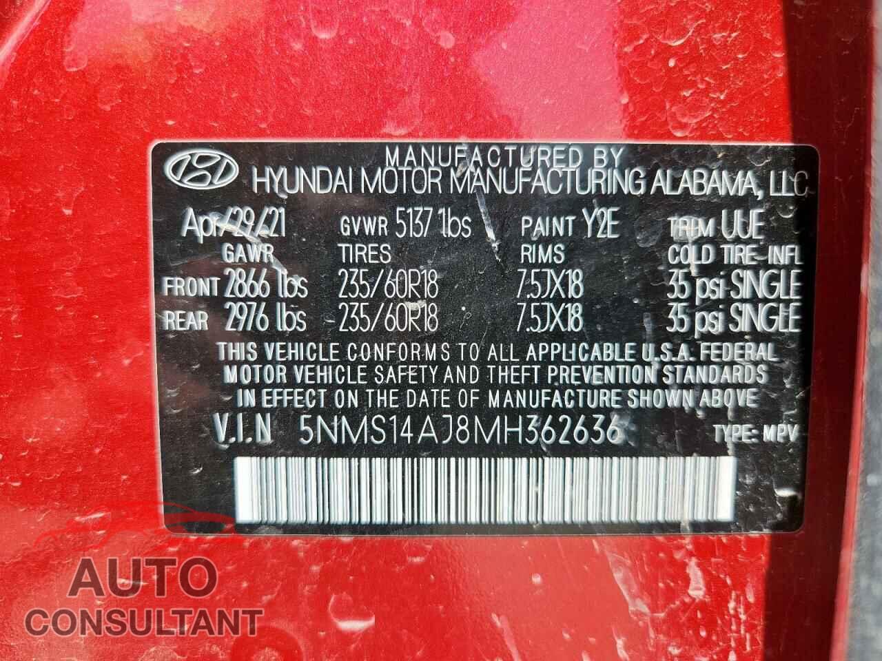 HYUNDAI SANTA FE 2021 - 5NMS14AJ8MH362636