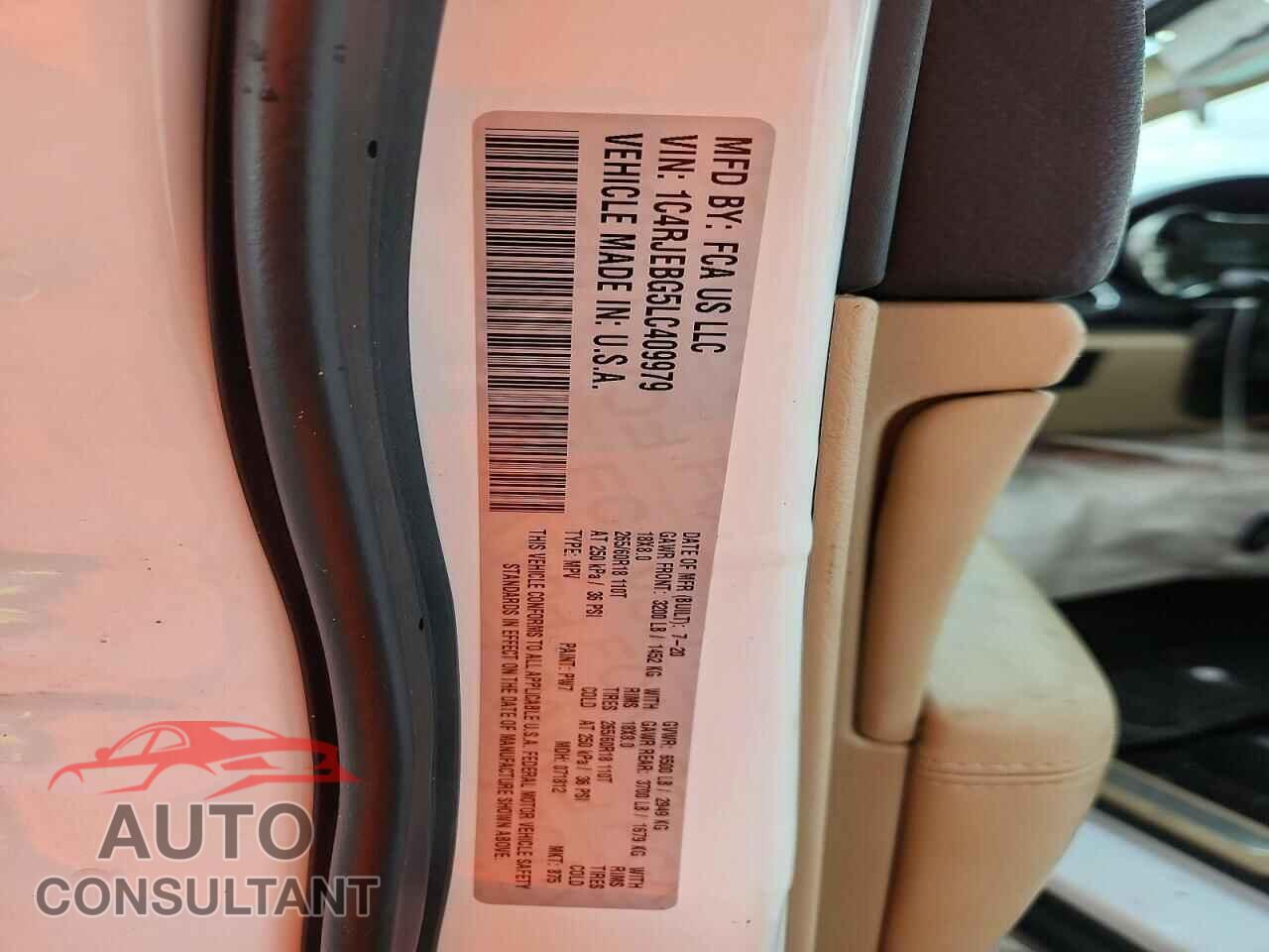 JEEP CHEROKEE 2020 - 1C4RJEBG5LC409979