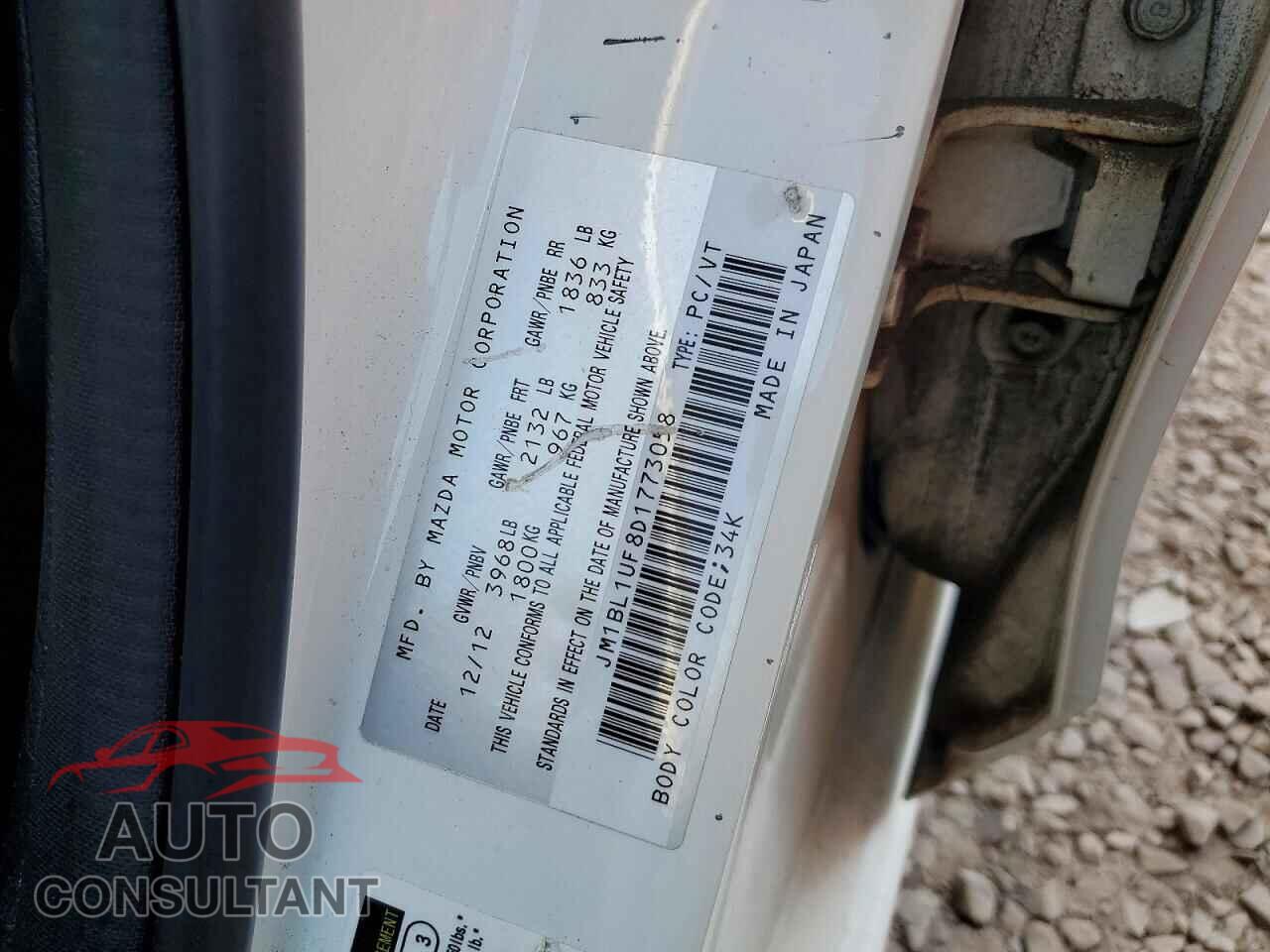 MAZDA 3 2013 - JM1BL1UF8D1773058