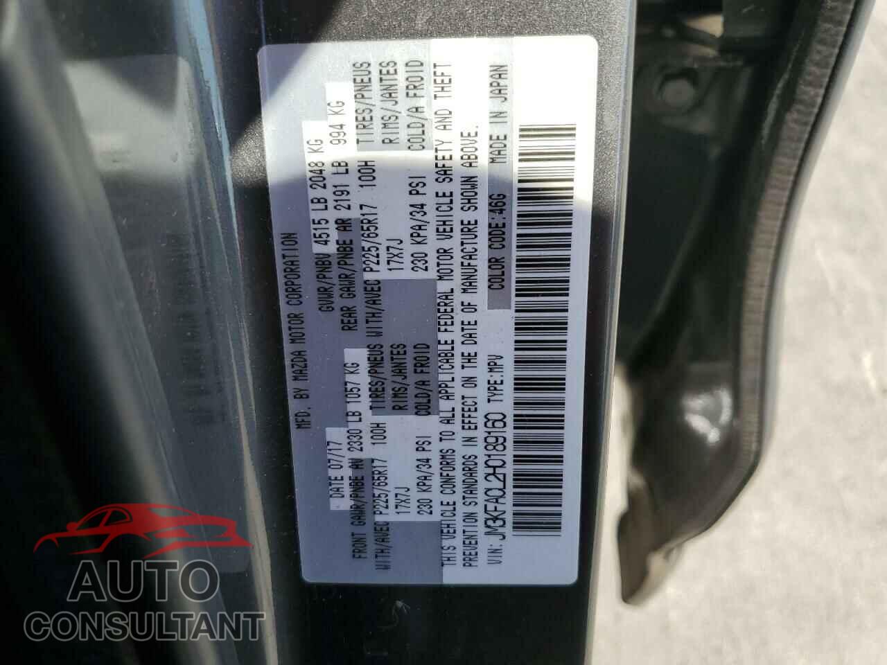 MAZDA CX-5 2017 - JM3KFACL2H0189160