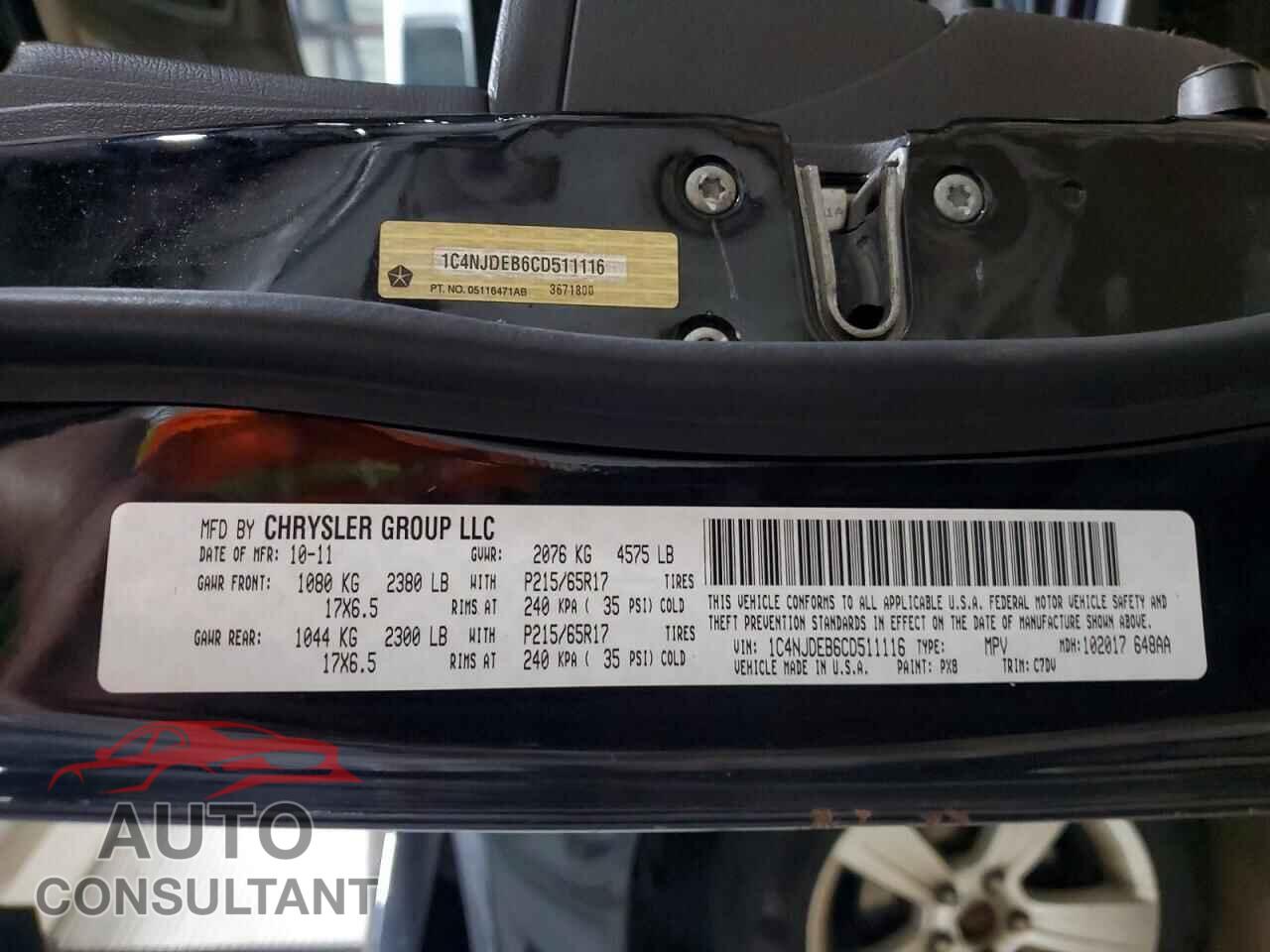 JEEP COMPASS 2012 - 1C4NJDEB6CD511116