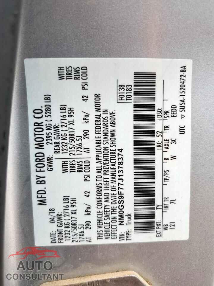 FORD TRANSIT 2018 - NM0GS9F77J1378374
