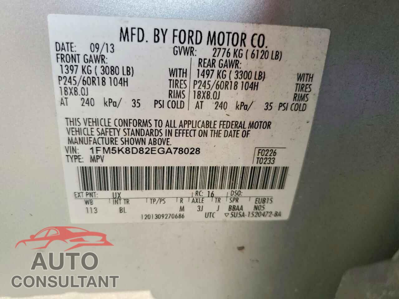 FORD EXPLORER 2014 - 1FM5K8D82EGA78028