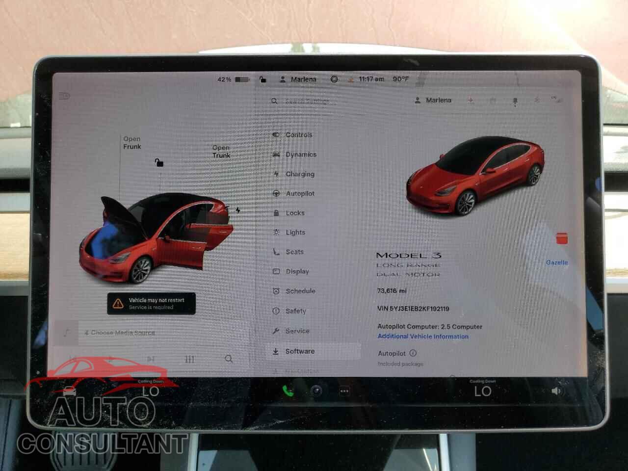 TESLA MODEL 3 2019 - 5YJ3E1EB2KF192119