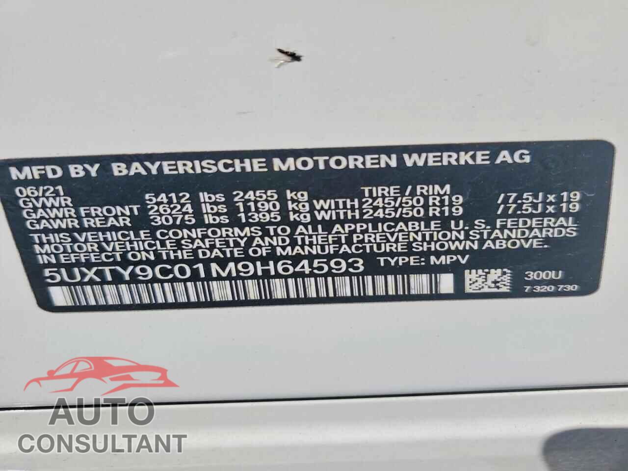 BMW X3 2021 - 5UXTY9C01M9H64593