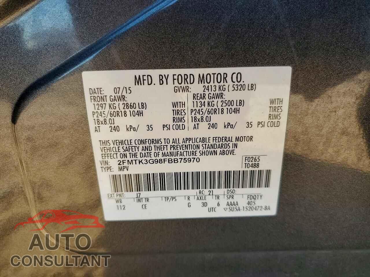 FORD EDGE 2015 - 2FMTK3G98FBB75970