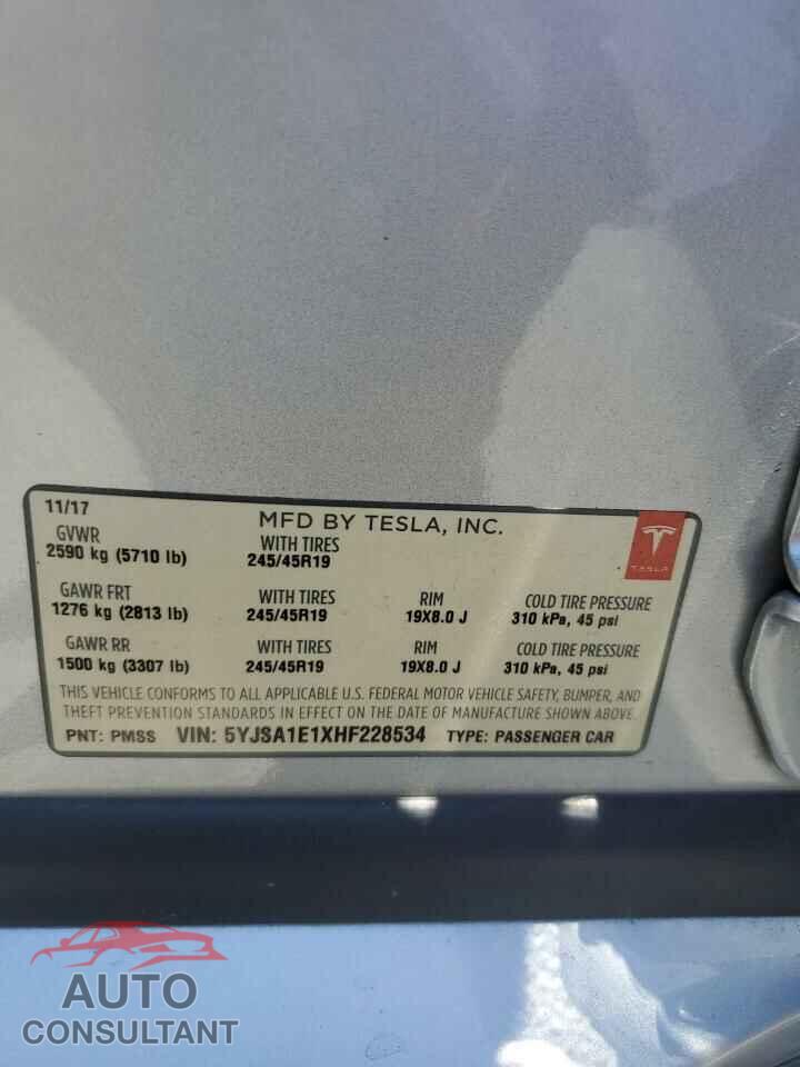 TESLA MODEL S 2017 - 5YJSA1E1XHF228534