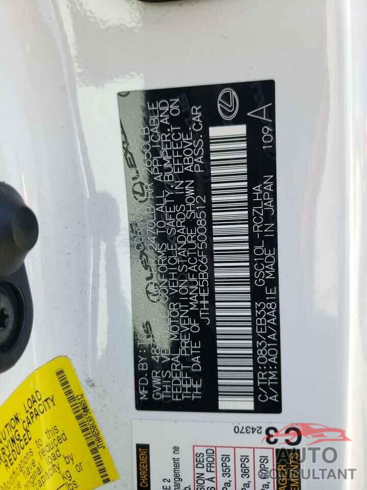 LEXUS RX350 2015 - JTHHE5BC6F5008512