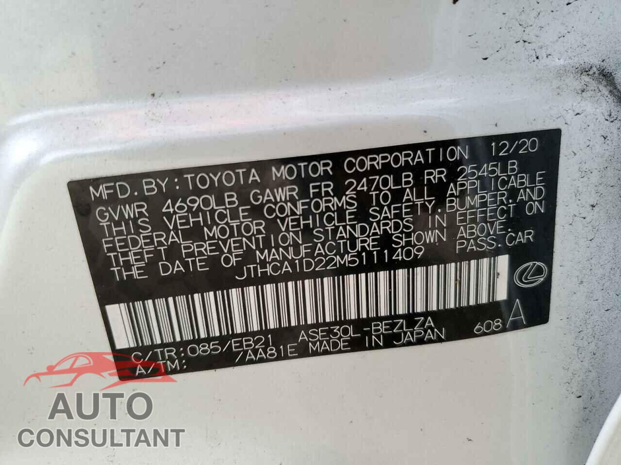 LEXUS IS 2021 - JTHCA1D22M5111409