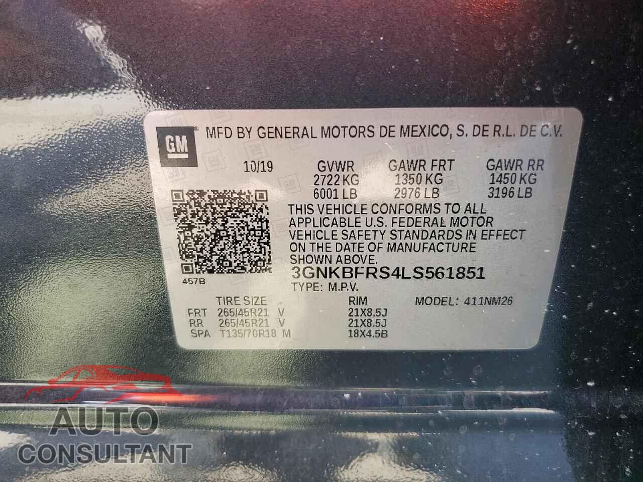 CHEVROLET BLAZER 2020 - 3GNKBFRS4LS561851