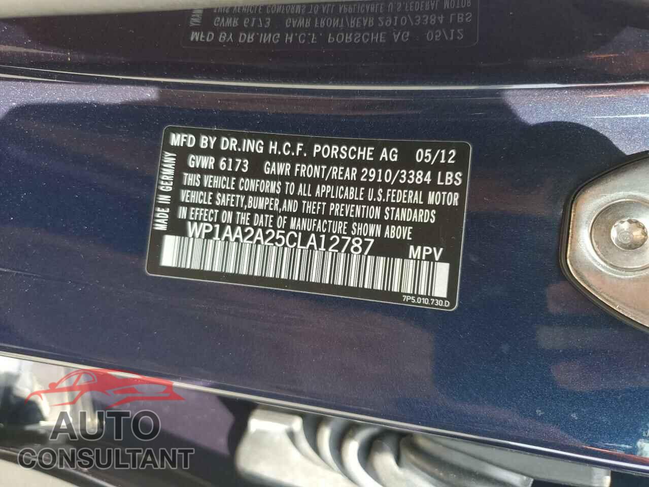 PORSCHE CAYENNE 2012 - WP1AA2A25CLA12787