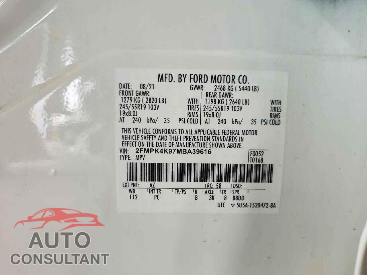 FORD EDGE 2021 - 2FMPK4K97MBA39616