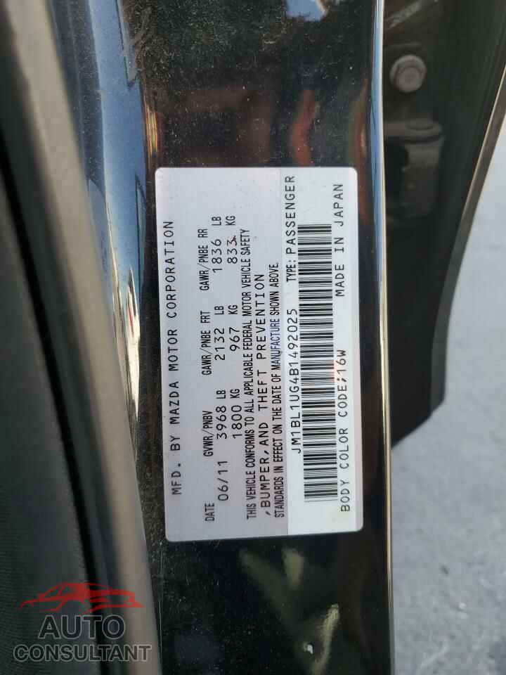 MAZDA 3 2011 - JM1BL1UG4B1492025
