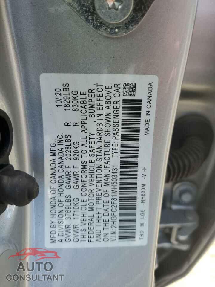 HONDA CIVIC 2021 - 2HGFC2F81MH503131