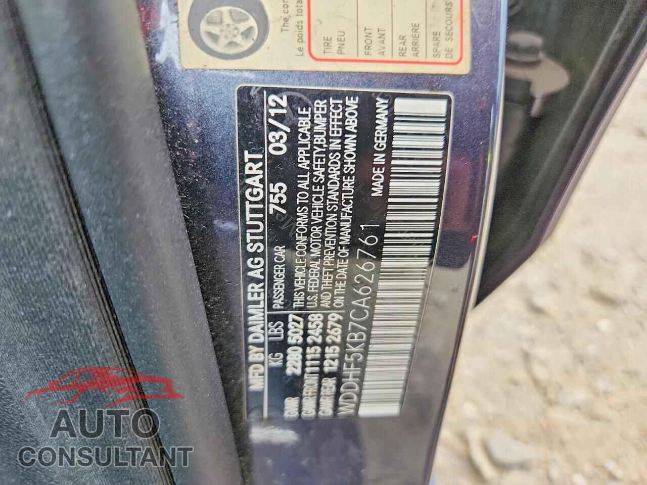 MERCEDES-BENZ E-CLASS 2012 - WDDHF5KB7CA626761