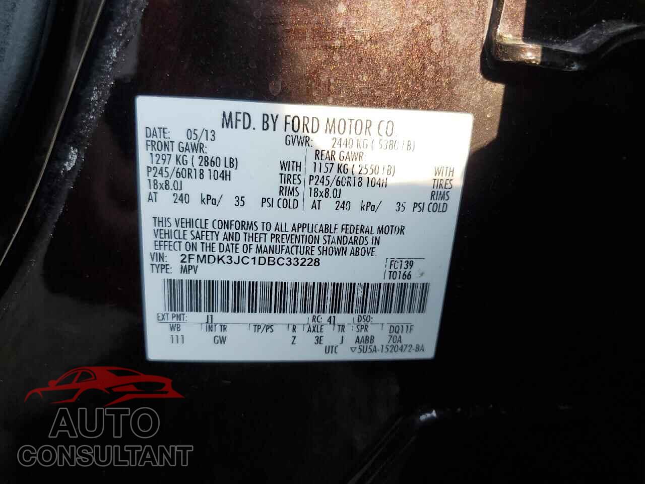 FORD EDGE 2013 - 2FMDK3JC1DBC33228