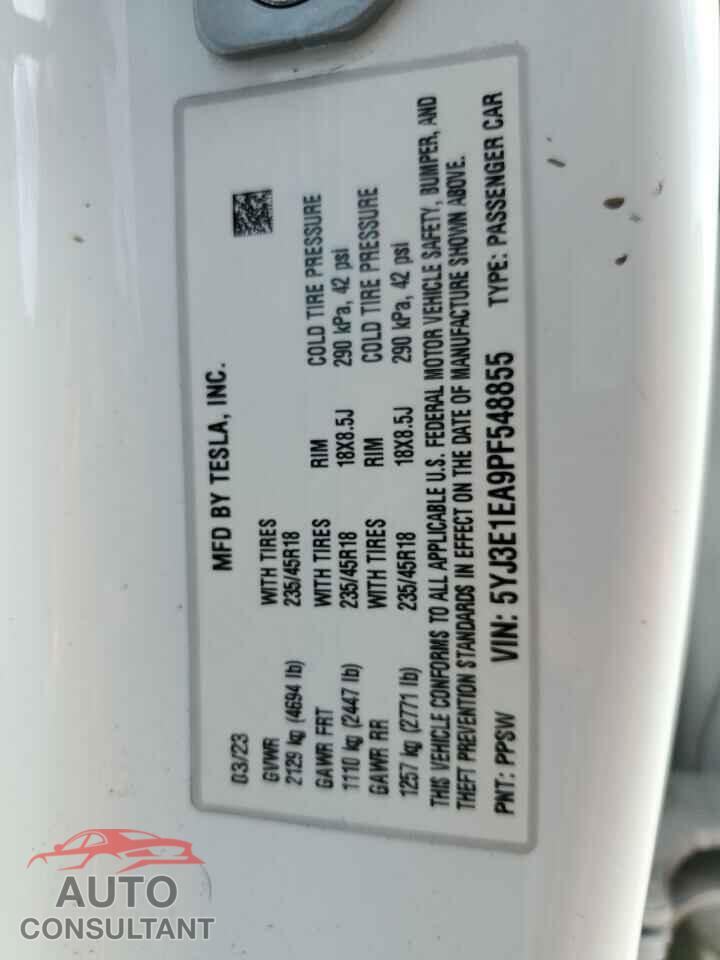 TESLA MODEL 3 2023 - 5YJ3E1EA9PF548855