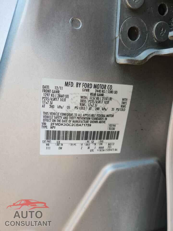 FORD EDGE 2012 - 2FMDK3GC2CBA71759