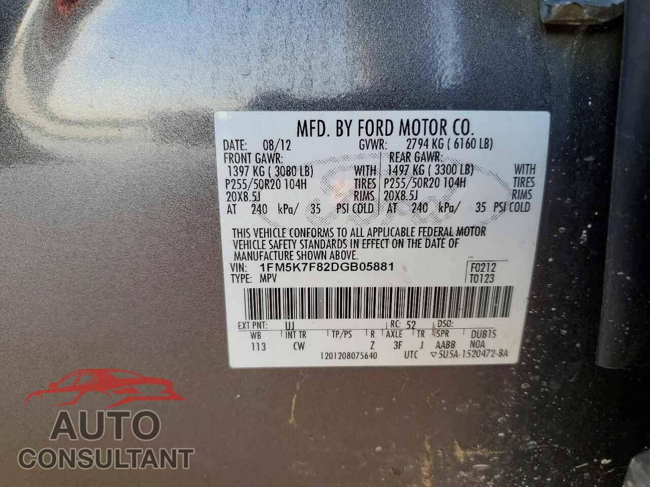 FORD EXPLORER 2013 - 1FM5K7F82DGB05881