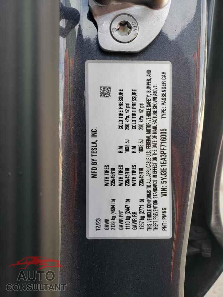 TESLA MODEL 3 2023 - 5YJ3E1EA3PF716005
