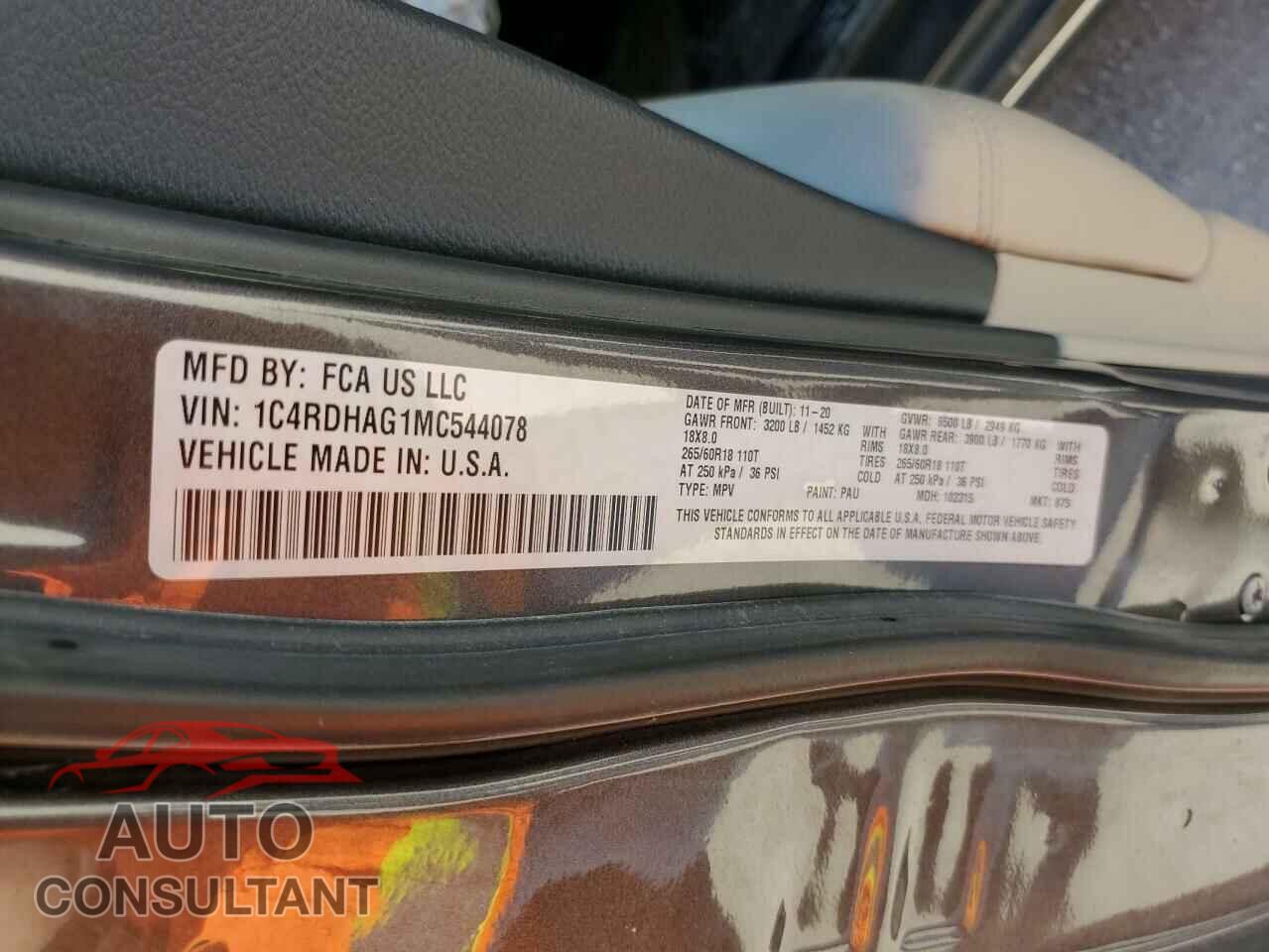 DODGE DURANGO 2021 - 1C4RDHAG1MC544078
