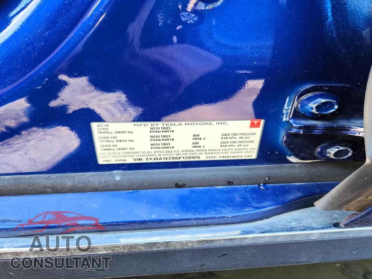 TESLA MODEL S 2016 - 5YJSA1E2XGF128926