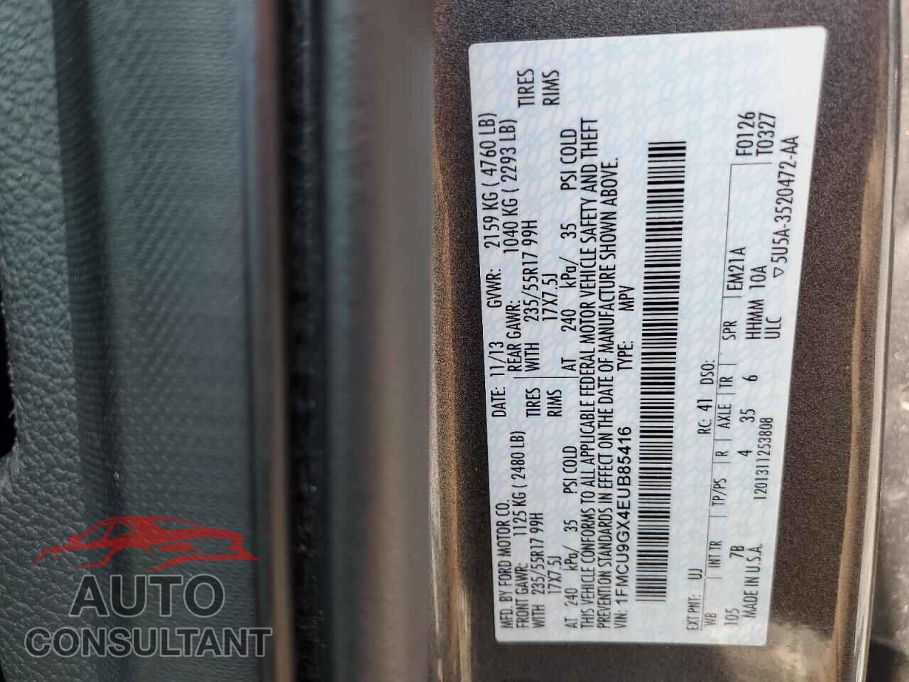 FORD ESCAPE 2014 - 1FMCU9GX4EUB85416