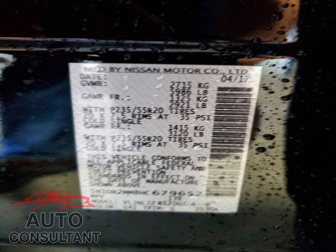 NISSAN PATHFINDER 2017 - 5N1DR2MM8HC679652