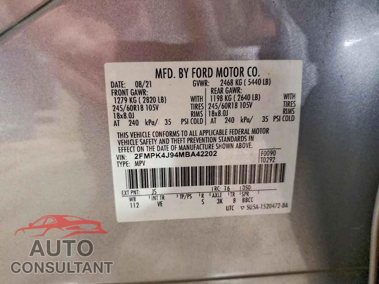FORD EDGE 2021 - 2FMPK4J94MBA42202