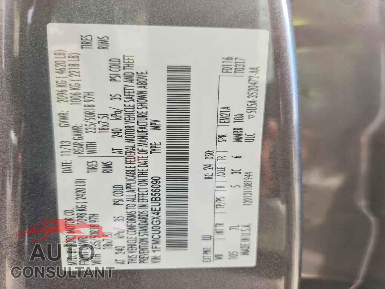 FORD ESCAPE 2014 - 1FMCU0GX4EUB56090