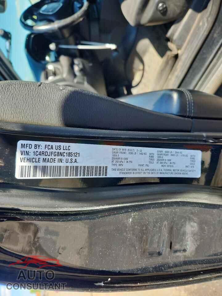DODGE DURANGO 2022 - 1C4RDJFG8NC185121
