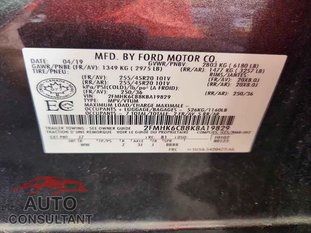 FORD FLEX 2019 - 2FMHK6C88KBA19829