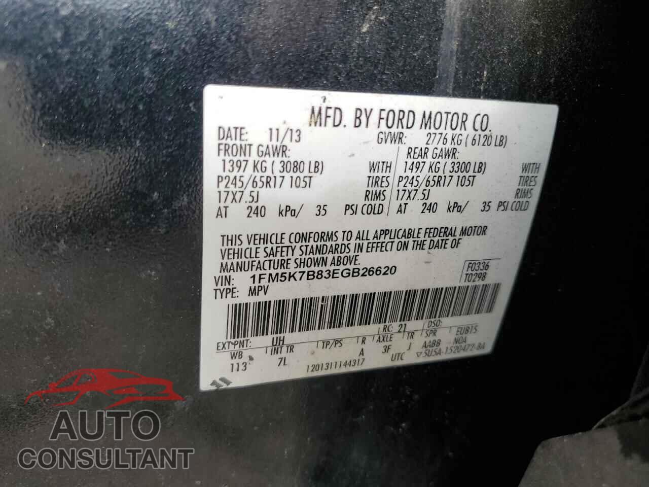 FORD EXPLORER 2014 - 1FM5K7B83EGB26620