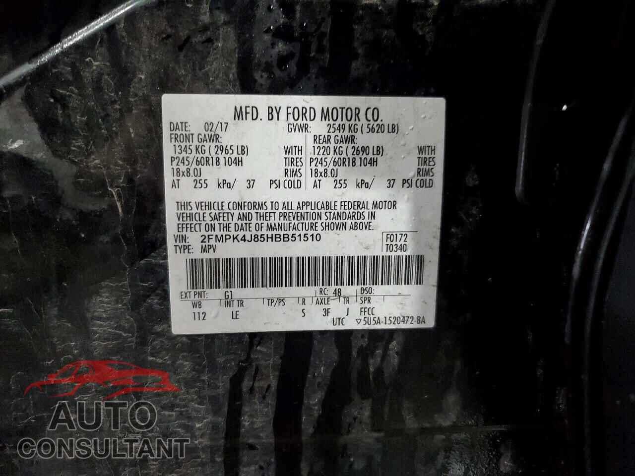 FORD EDGE 2017 - 2FMPK4J85HBB51510