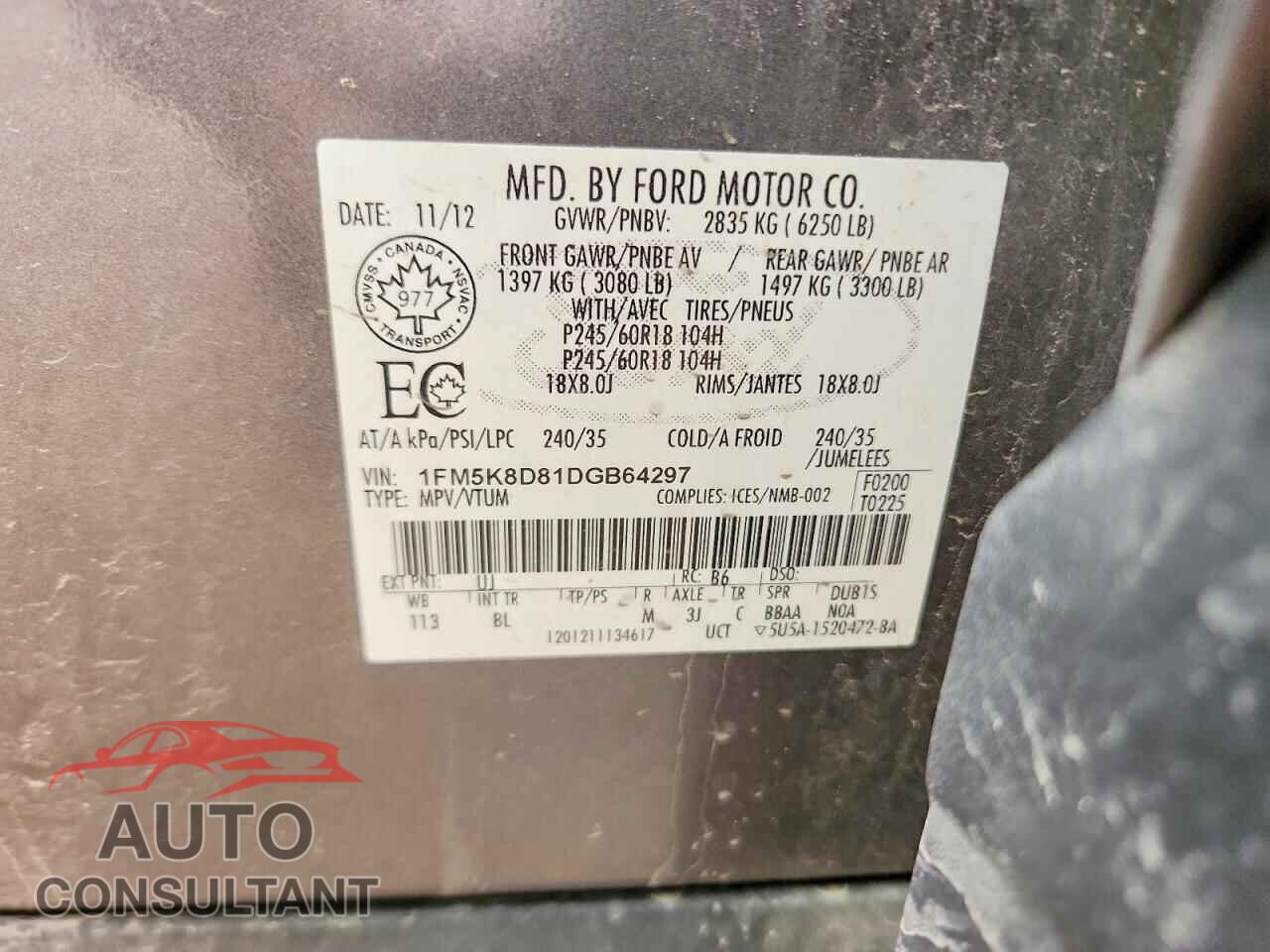 FORD EXPLORER 2013 - 1FM5K8D81DGB64297