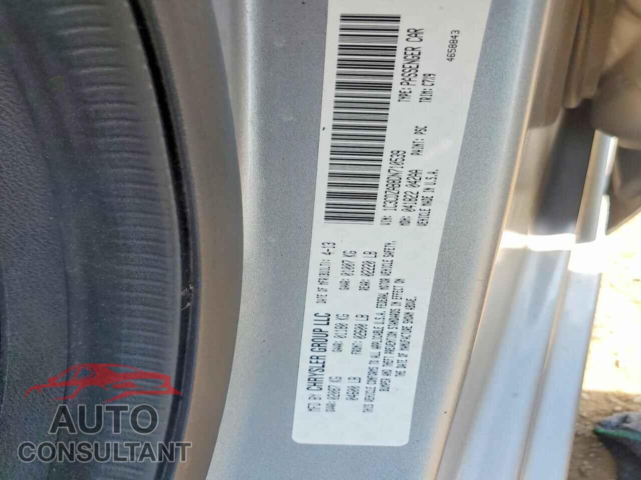 DODGE AVENGER 2013 - 1C3CDZAB8DN710539