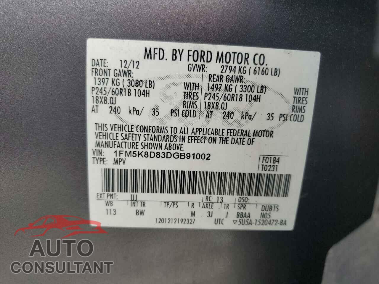 FORD EXPLORER 2013 - 1FM5K8D83DGB91002