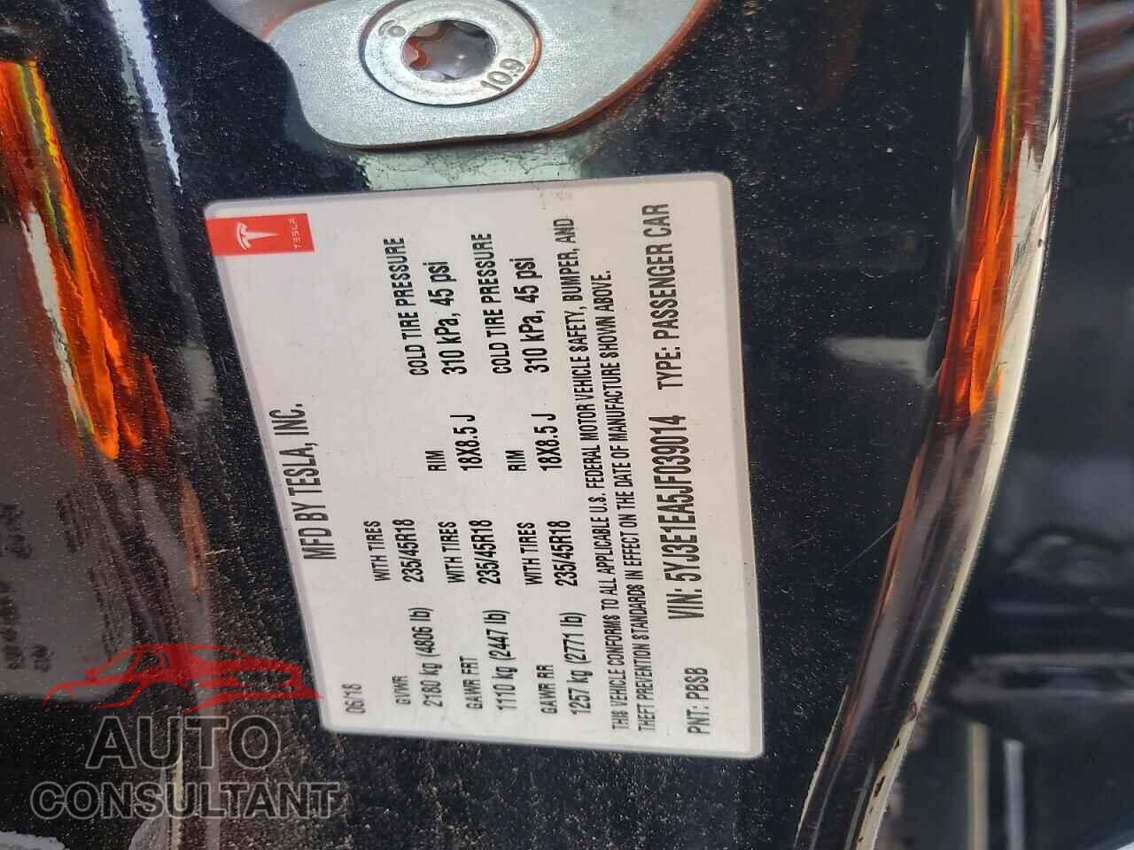 TESLA MODEL 3 2018 - 5YJ3E1EA5JF039014