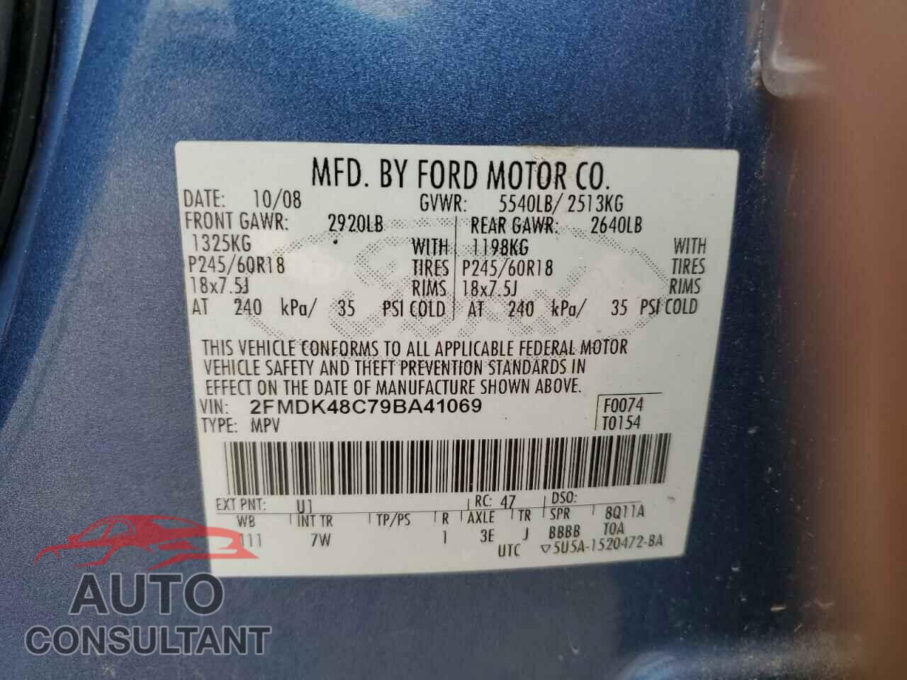 FORD EDGE 2009 - 2FMDK48C79BA41069