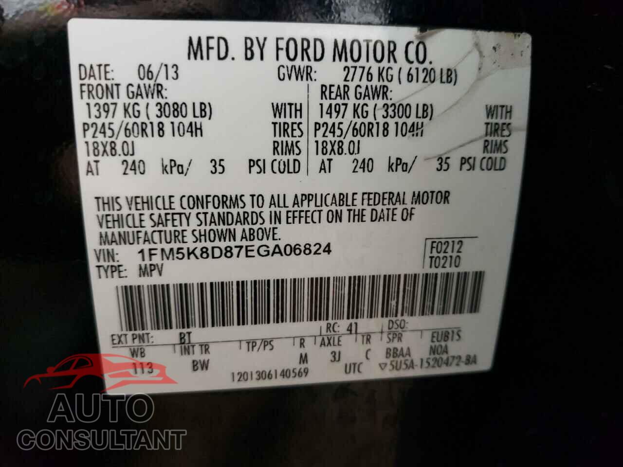 FORD EXPLORER 2014 - 1FM5K8D87EGA06824