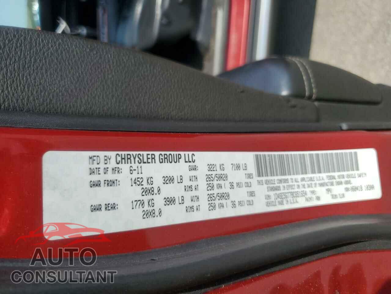 DODGE DURANGO 2011 - 1D4SE5GT7BC651654