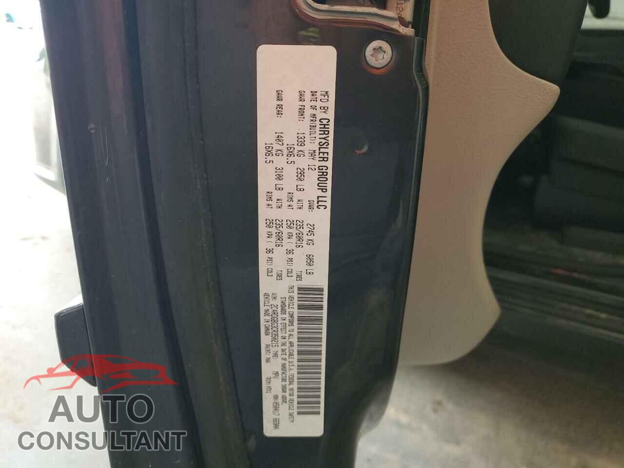 DODGE CARAVAN 2012 - 2C4RDGBG3CR350215