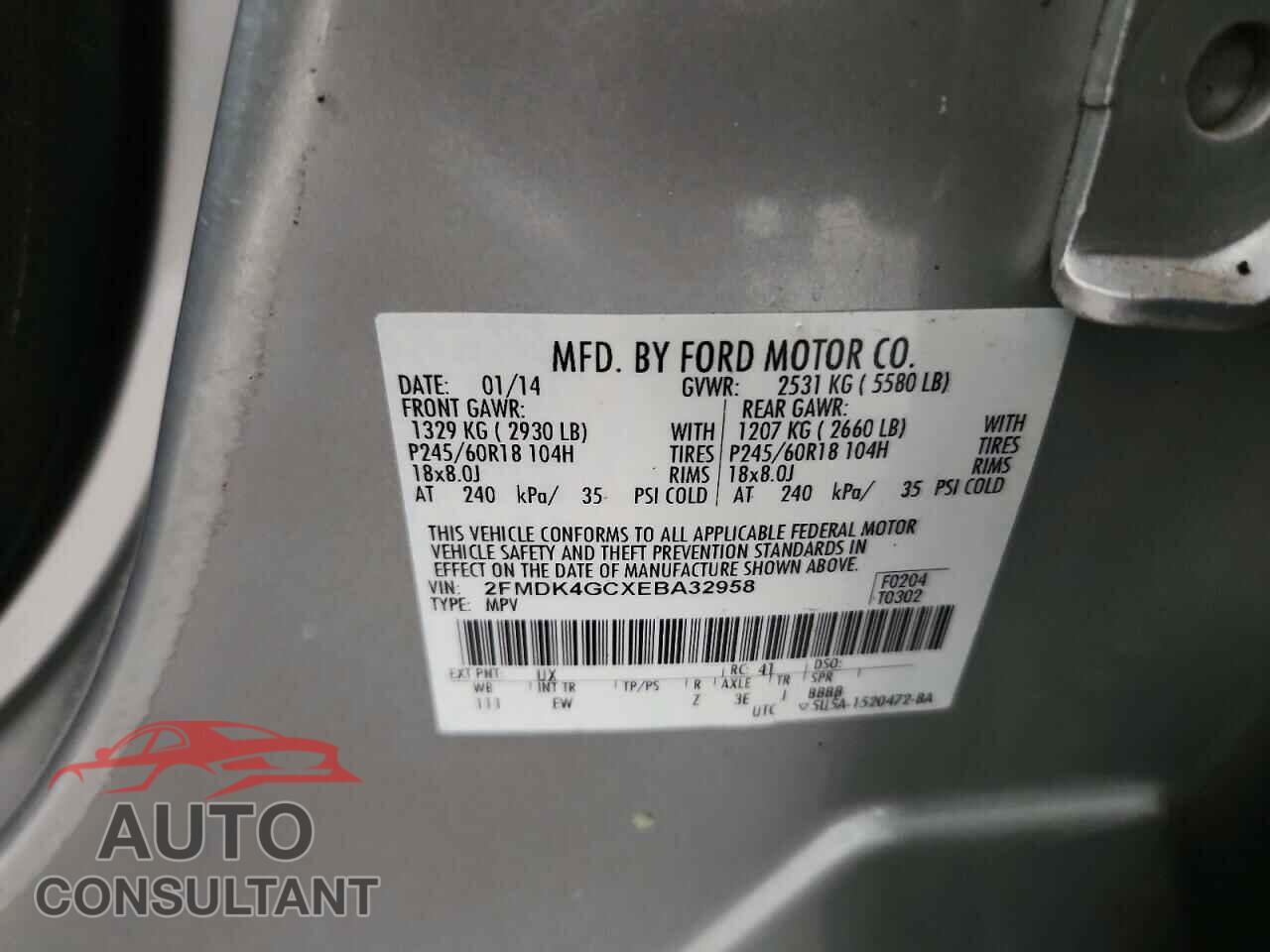 FORD EDGE 2014 - 2FMDK4GCXEBA32958