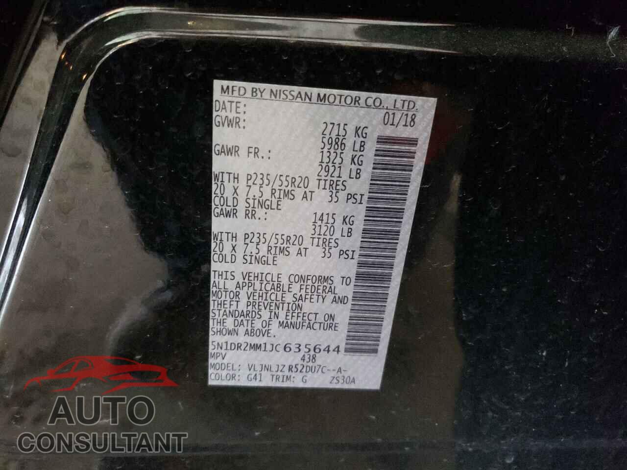 NISSAN PATHFINDER 2018 - 5N1DR2MM1JC635644