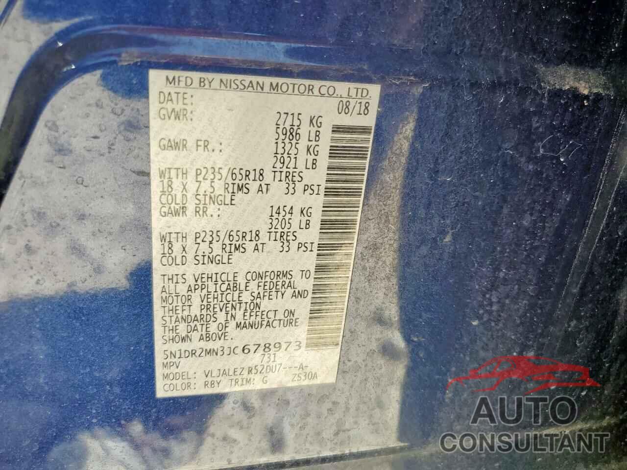 NISSAN PATHFINDER 2018 - 5N1DR2MN3JC678973