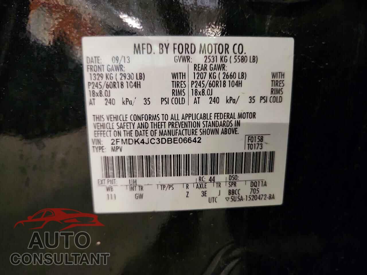FORD EDGE 2013 - 2FMDK4JC3DBE06642