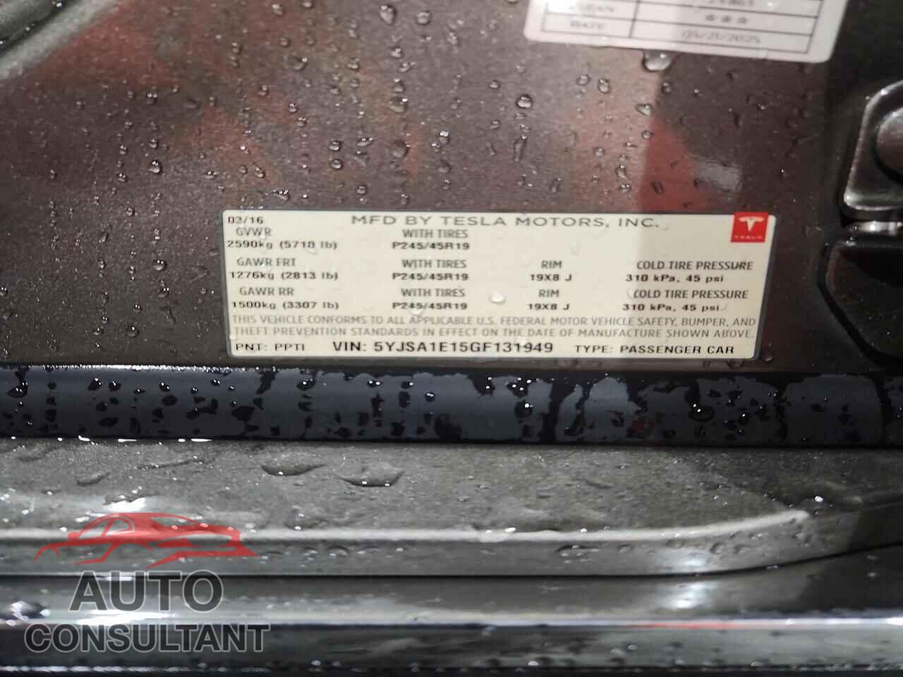 TESLA MODEL S 2016 - 5YJSA1E15GF131949