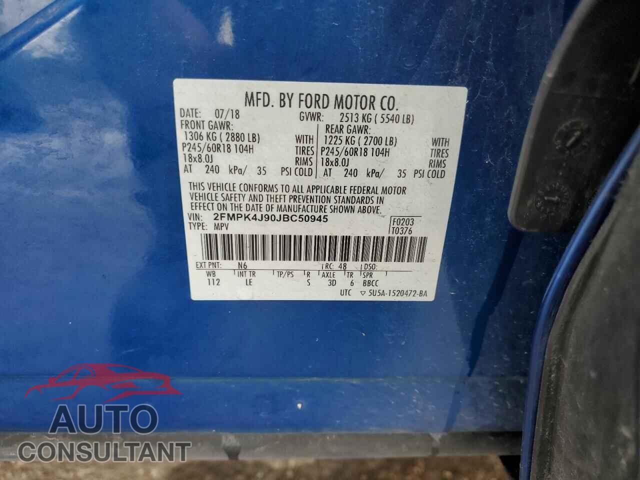 FORD EDGE 2018 - 2FMPK4J90JBC50945